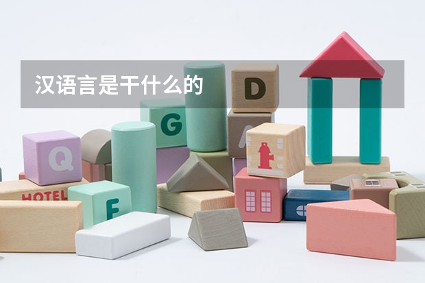 汉语言是干什么的